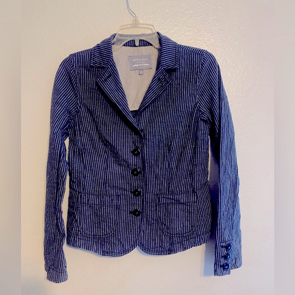 New Haven Navy Blue PinStriped Jacket. Size 2